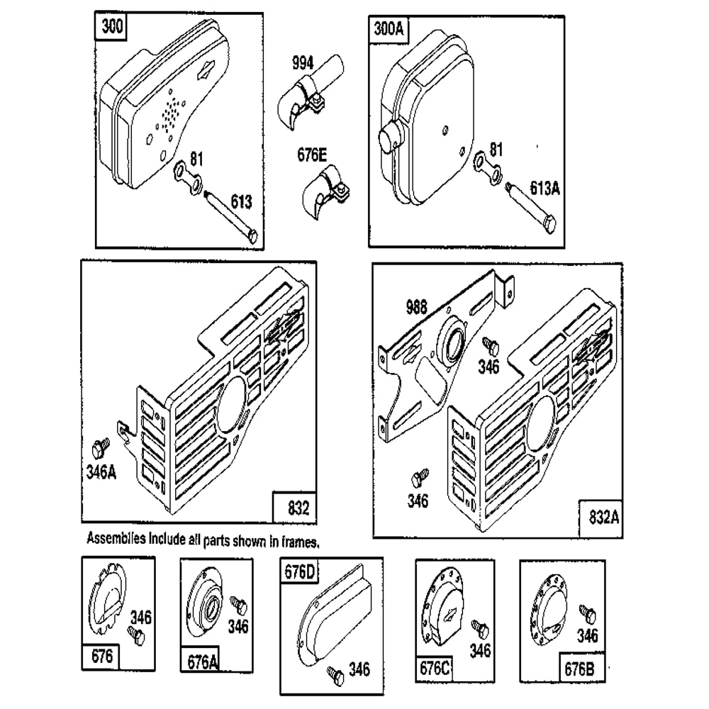 Muffler Assembly Diagram and Parts List for 122700-122799 0101-0101 Briggs and Stratton Engine